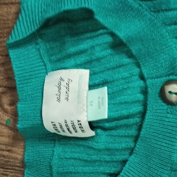 Saturday Sunday Green Quarter Button Anthropologie Sweater FFF - Picture 2 of 5